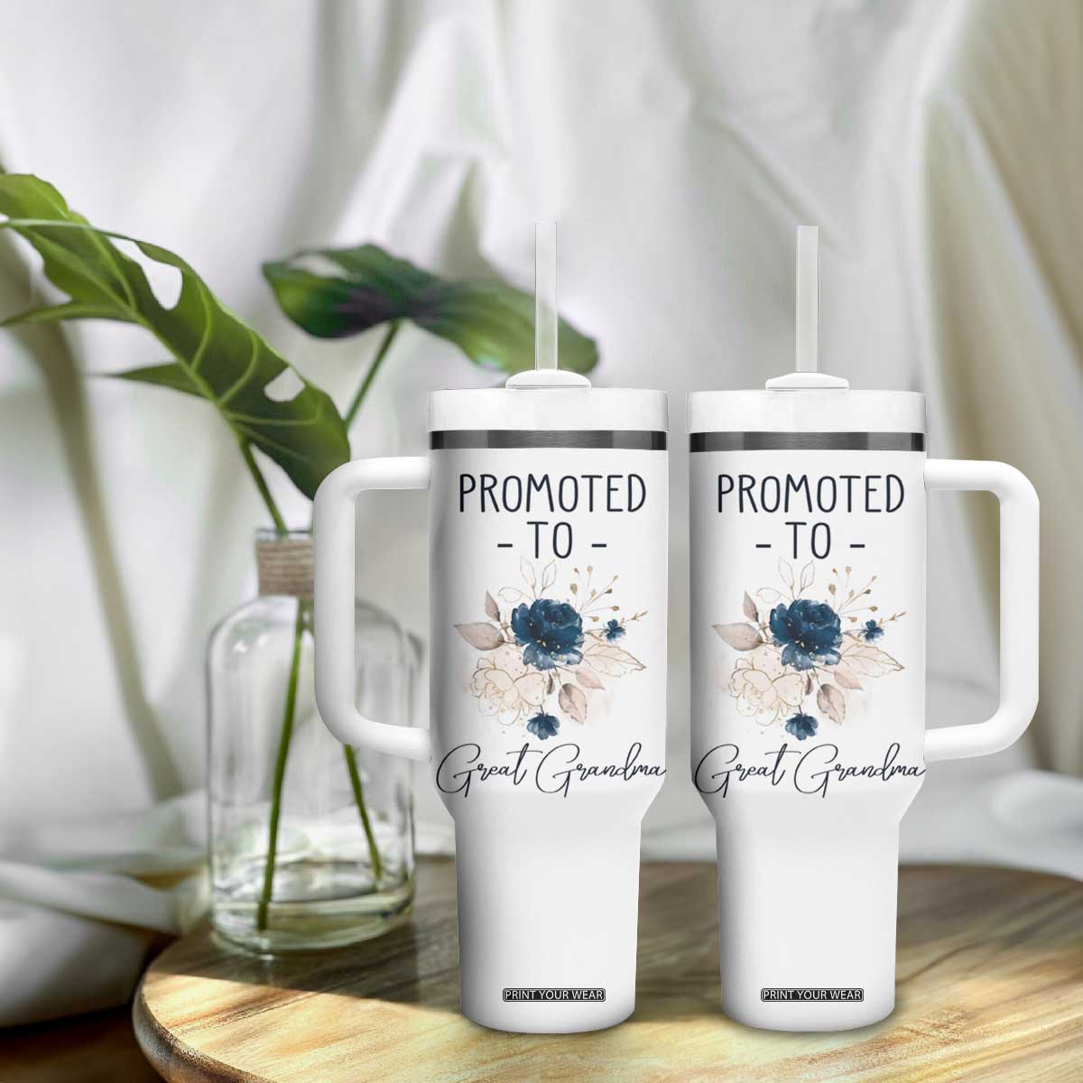 Promoted to Grandma Tumbler With Handle First Time Grandmother New Nana Gift TB10 Print Your Wear