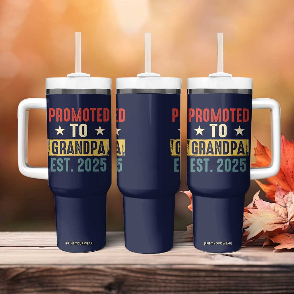 New Granddad Tumbler With Handle Promoted To Grandpa Est.2025 Vintage TB10 Print Your Wear
