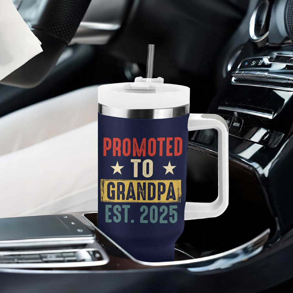 New Granddad Tumbler With Handle Promoted To Grandpa Est.2025 Vintage TB10 Print Your Wear