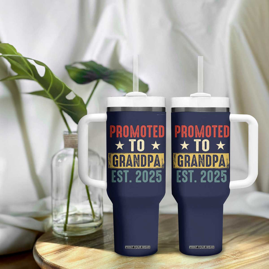 New Granddad Tumbler With Handle Promoted To Grandpa Est.2025 Vintage TB10 Print Your Wear
