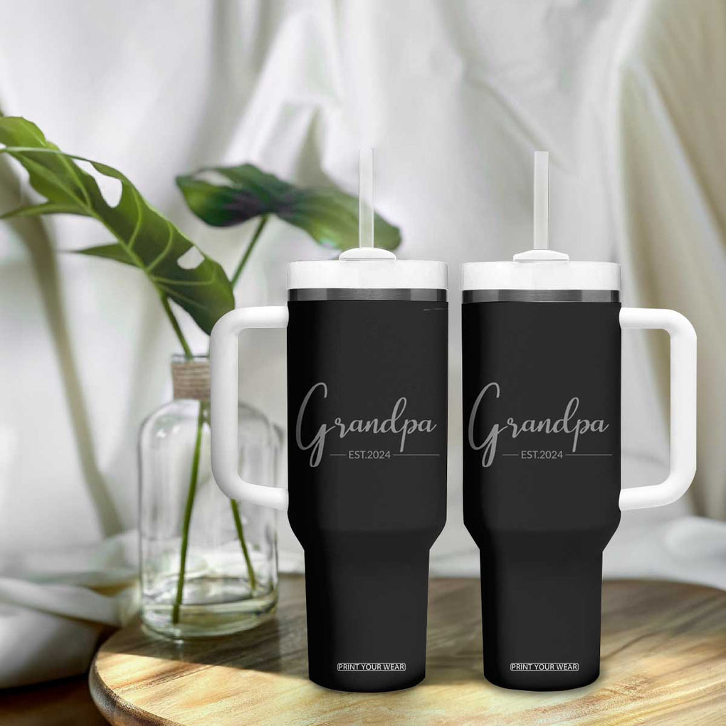 Promoted To Grandpa Tumbler With Handle Granddad Est.2024 Pregnancy Announcement Gifts for New Grandparents TB10 Print Your Wear