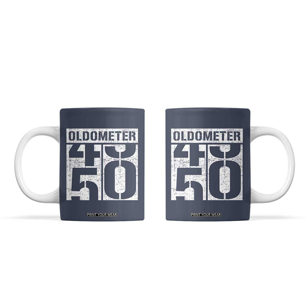 Funny 50th Birthday Coffee Mug Oldometer Odometer 1976 50 Year Old Birthday Old Joke TB10 Navy Print Your Wear