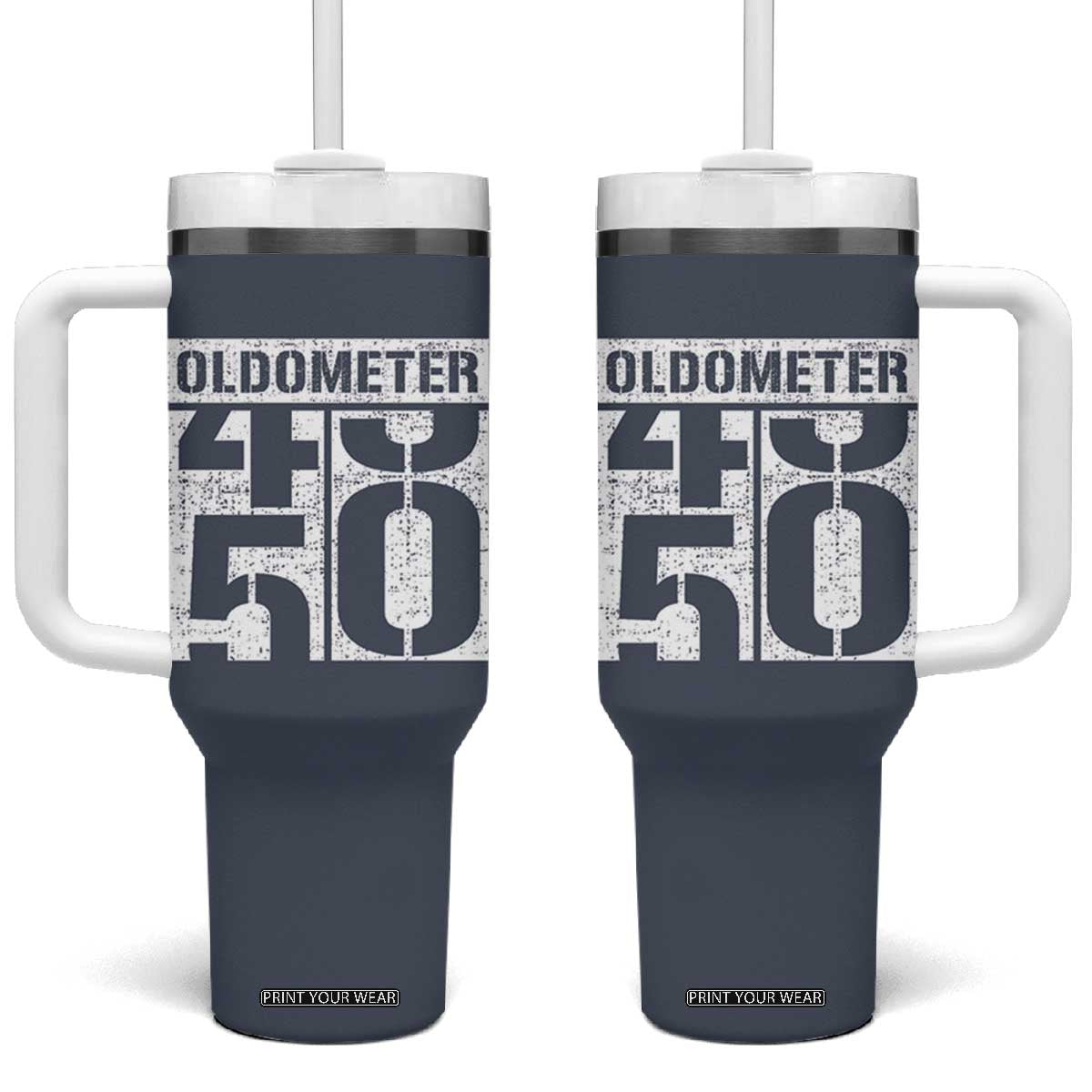 Funny 50th Birthday Tumbler With Handle Oldometer Odometer 1976 50 Year Old Birthday Old Joke TB10 One Size: 40 oz Navy Print Your Wear