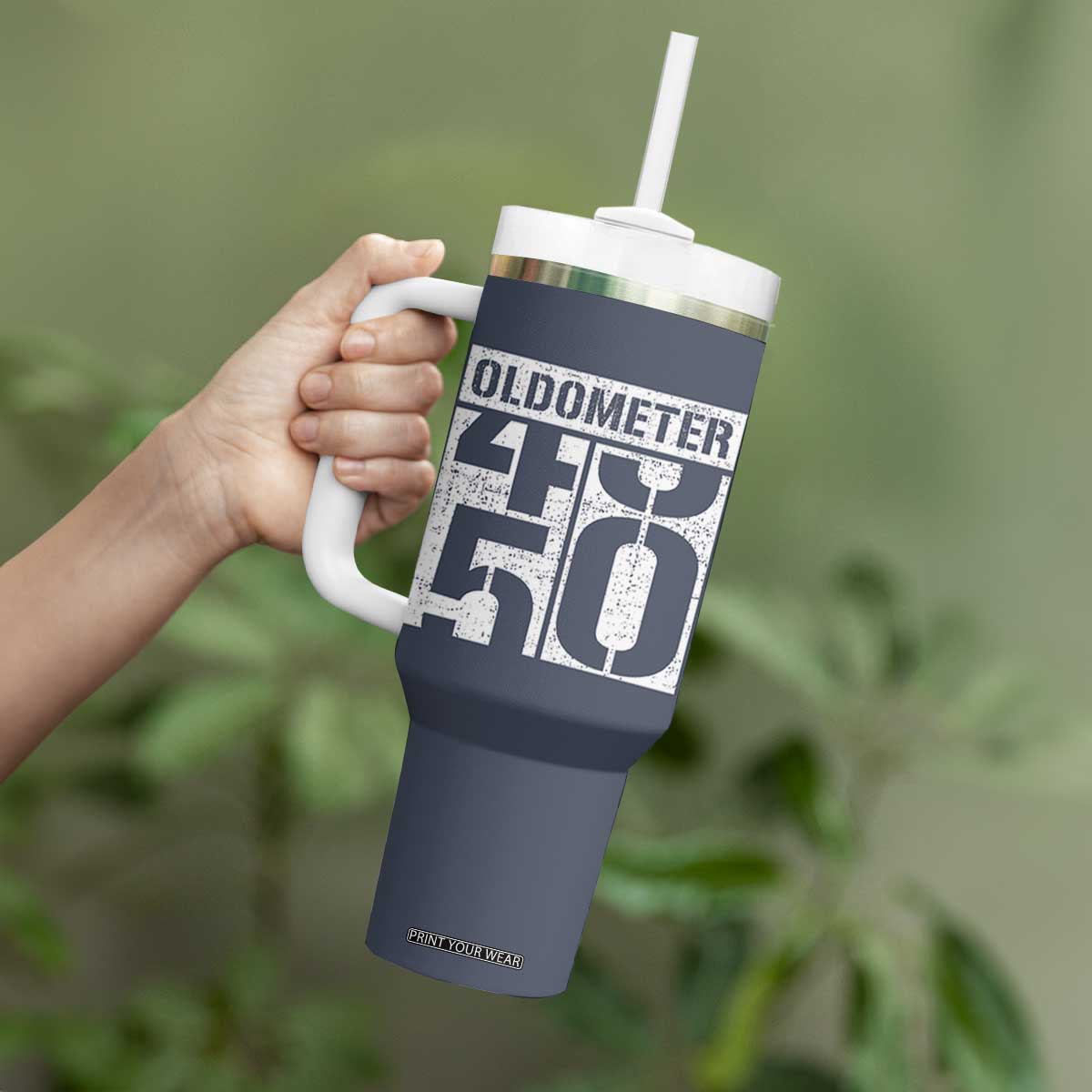 Funny 50th Birthday Tumbler With Handle Oldometer Odometer 1976 50 Year Old Birthday Old Joke TB10 Print Your Wear
