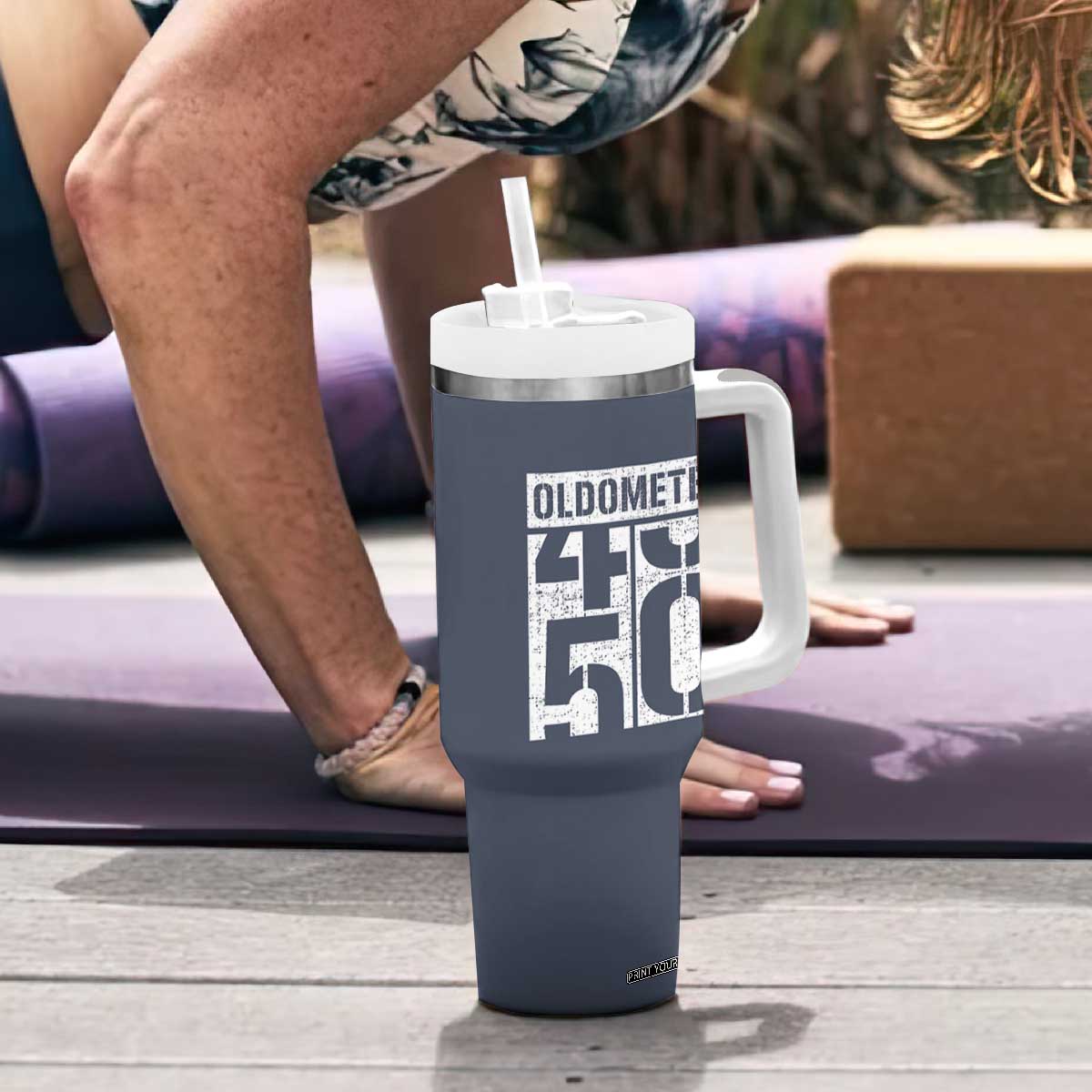 Funny 50th Birthday Tumbler With Handle Oldometer Odometer 1976 50 Year Old Birthday Old Joke TB10 Print Your Wear
