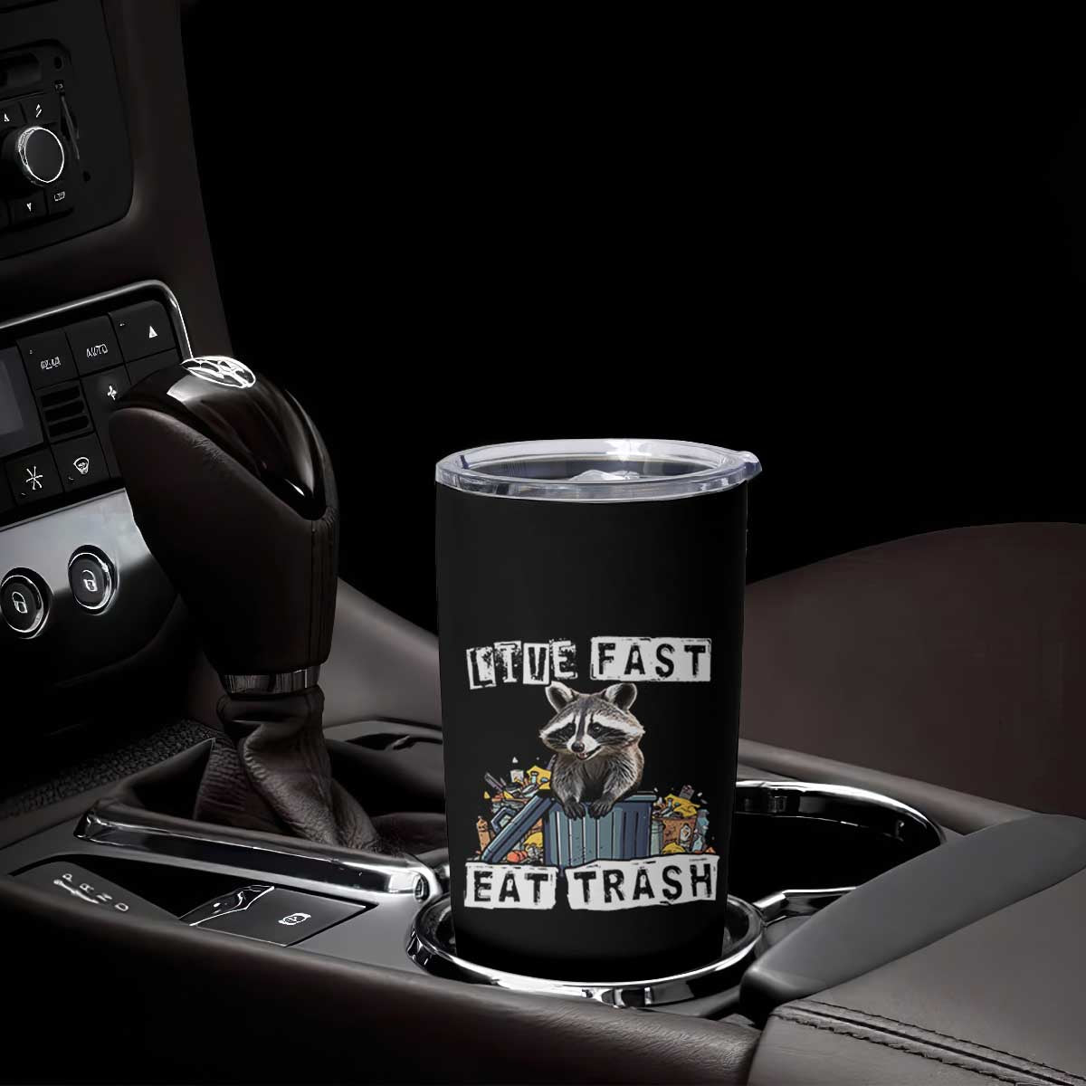 Funny Raccoon Tumbler Cup Live Fast Eat Trash Street Cats Squad TB10 Print Your Wear