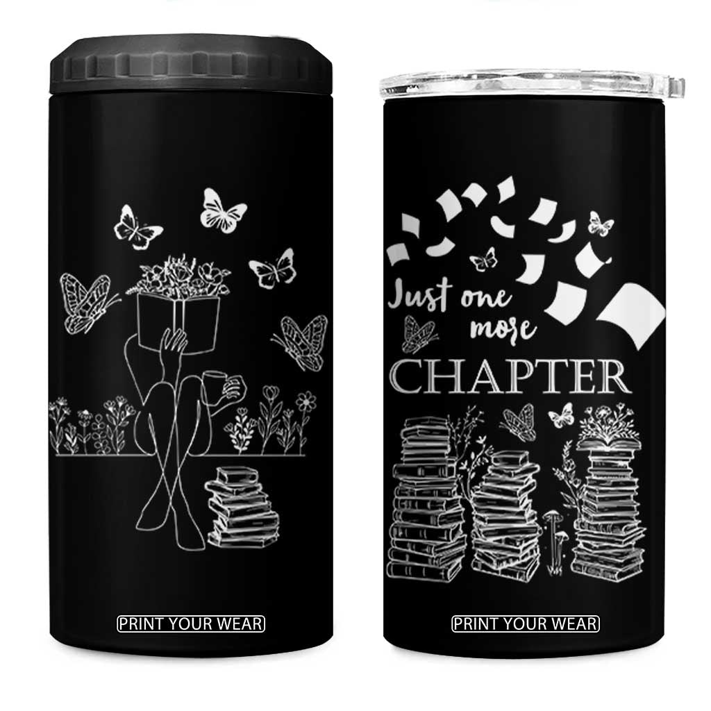 Just One More Chapter 4 in 1 Can Cooler Tumbler Book Lover Floral Library TB10 One Size: 16 oz Black Print Your Wear