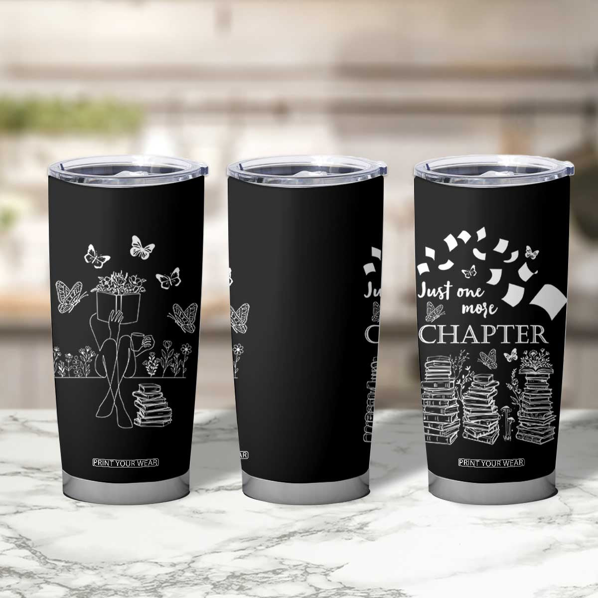 Just One More Chapter Tumbler Cup Book Lover Floral Library TB10 Print Your Wear