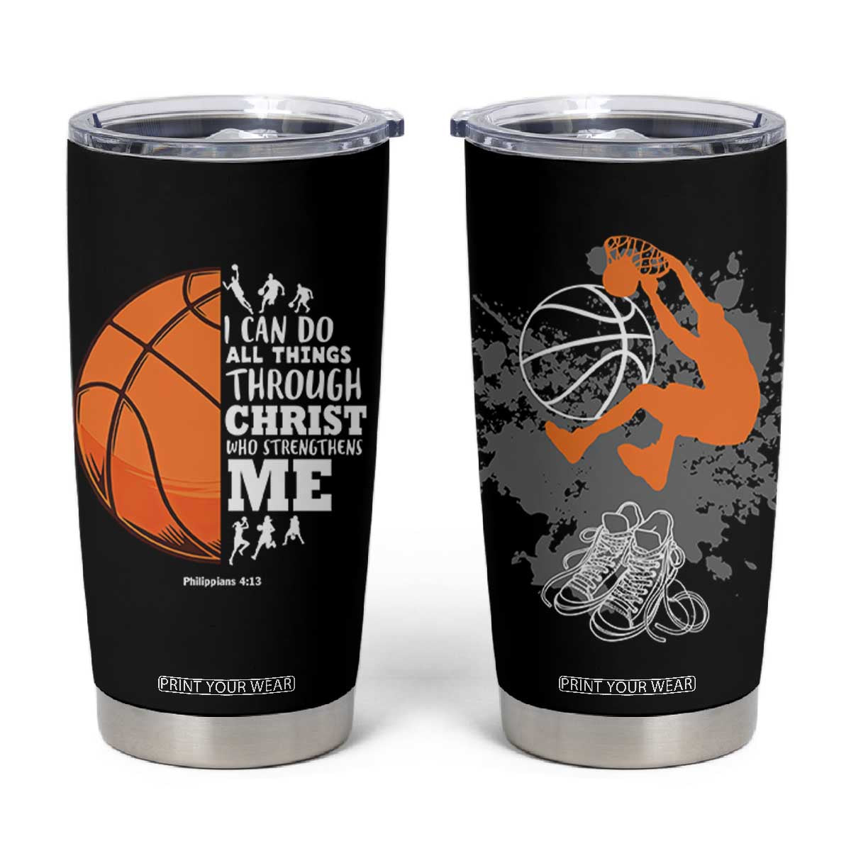 Christian Basketball Gifts Tumbler Cup Basketball Player Coach Bulk Team Gift TB10 Black Print Your Wear