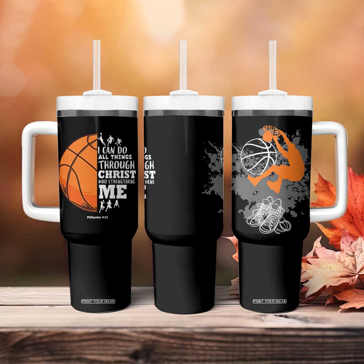 Christian Basketball Gifts Tumbler With Handle Basketball Player Coach Bulk Team Gift TB10 Print Your Wear