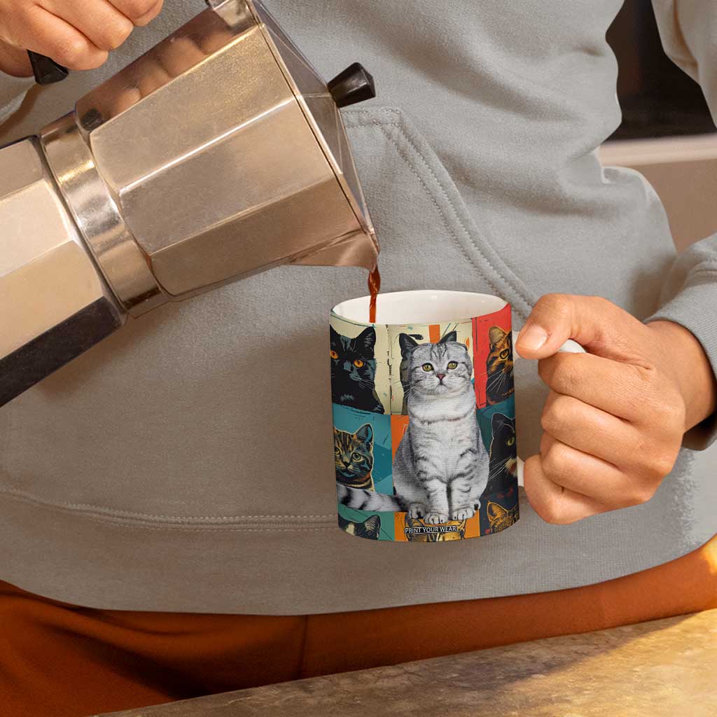 Cat Lover Gifts Coffee Mug Retro Cat Collage Poster TB10 Print Your Wear