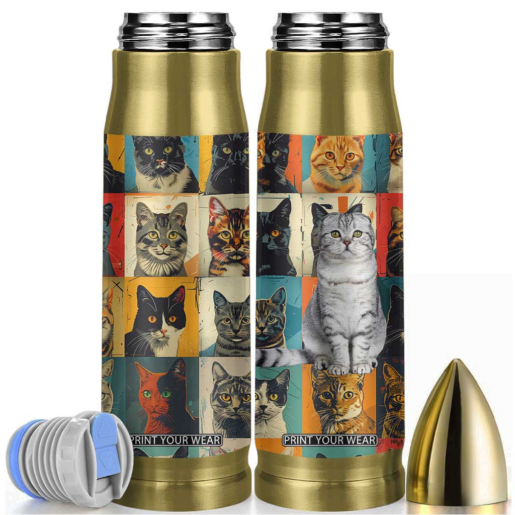 Cat Lover Gifts Bullet Tumbler Retro Cat Collage Poster TB10 White Print Your Wear