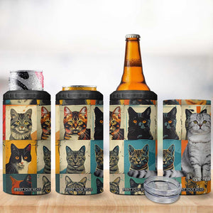Cat Lover Gifts 4 in 1 Can Cooler Tumbler Retro Cat Collage Poster TB10 Print Your Wear
