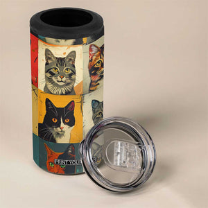 Cat Lover Gifts 4 in 1 Can Cooler Tumbler Retro Cat Collage Poster TB10 Print Your Wear