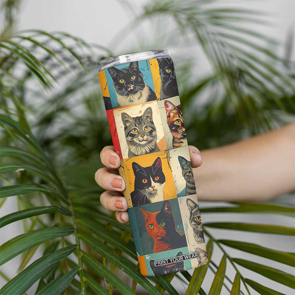 Cat Lover Gifts Skinny Tumbler Retro Cat Collage Poster TB10 Print Your Wear