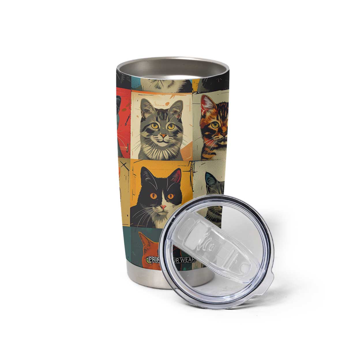 Cat Lover Gifts Tumbler Cup Retro Cat Collage Poster TB10 Print Your Wear