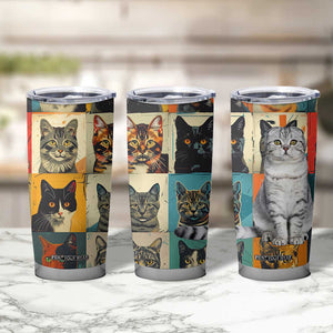 Cat Lover Gifts Tumbler Cup Retro Cat Collage Poster TB10 Print Your Wear