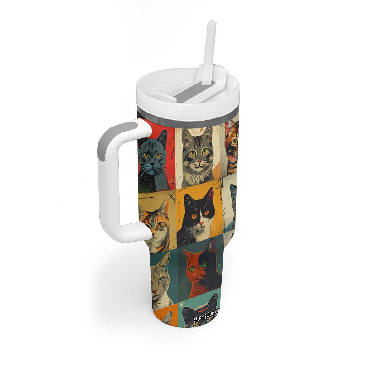 Cat Lover Gifts Tumbler With Handle Retro Cat Collage Poster TB10 Print Your Wear