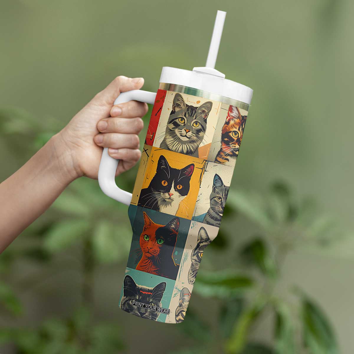 Cat Lover Gifts Tumbler With Handle Retro Cat Collage Poster TB10 Print Your Wear
