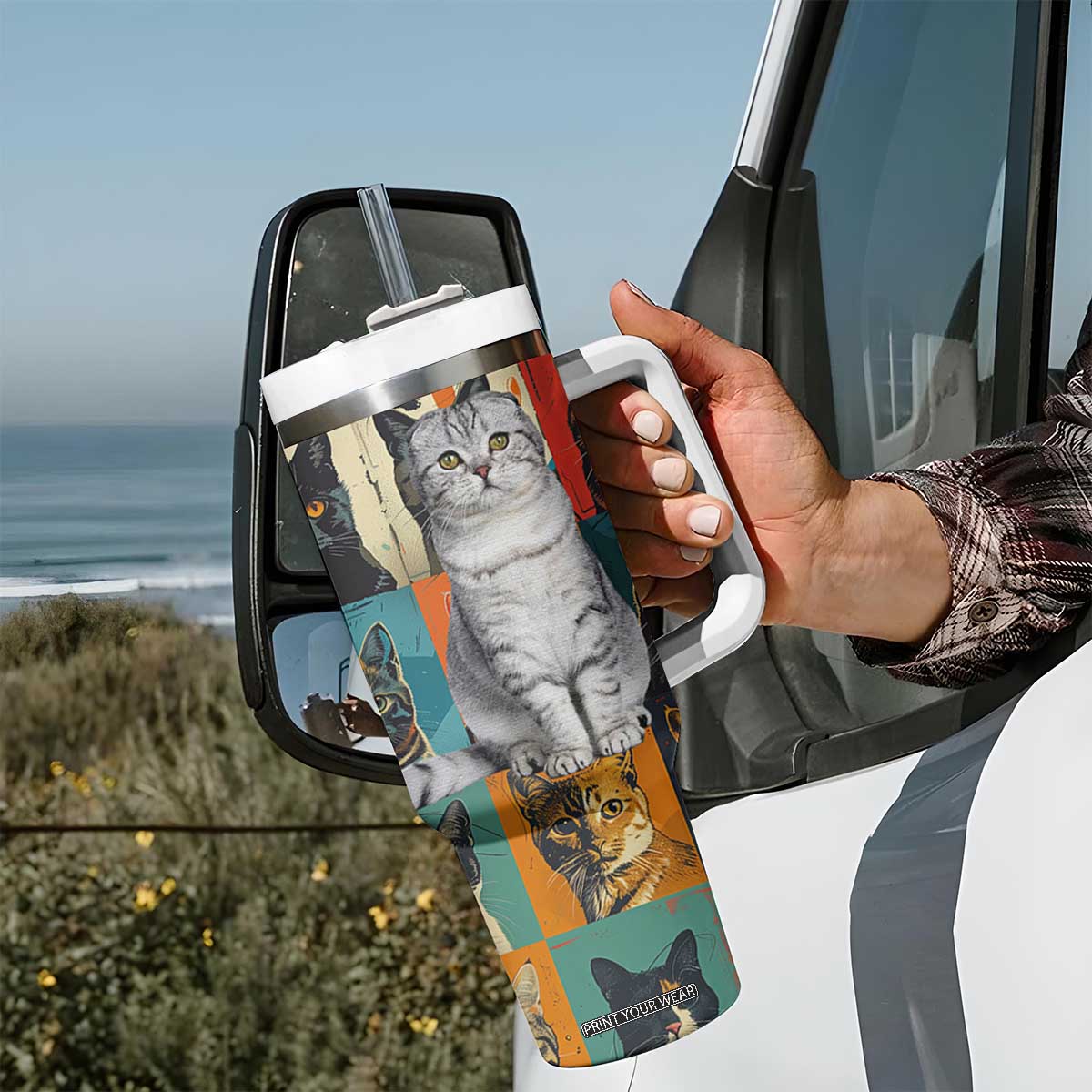 Cat Lover Gifts Tumbler With Handle Retro Cat Collage Poster TB10 Print Your Wear