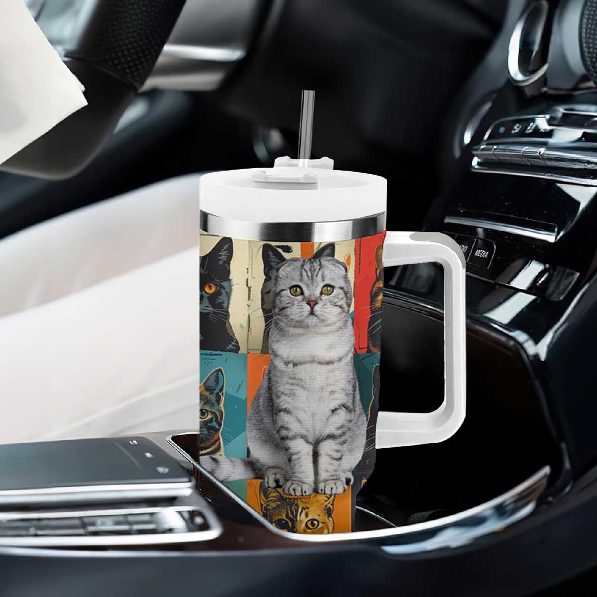 Cat Lover Gifts Tumbler With Handle Retro Cat Collage Poster TB10 Print Your Wear