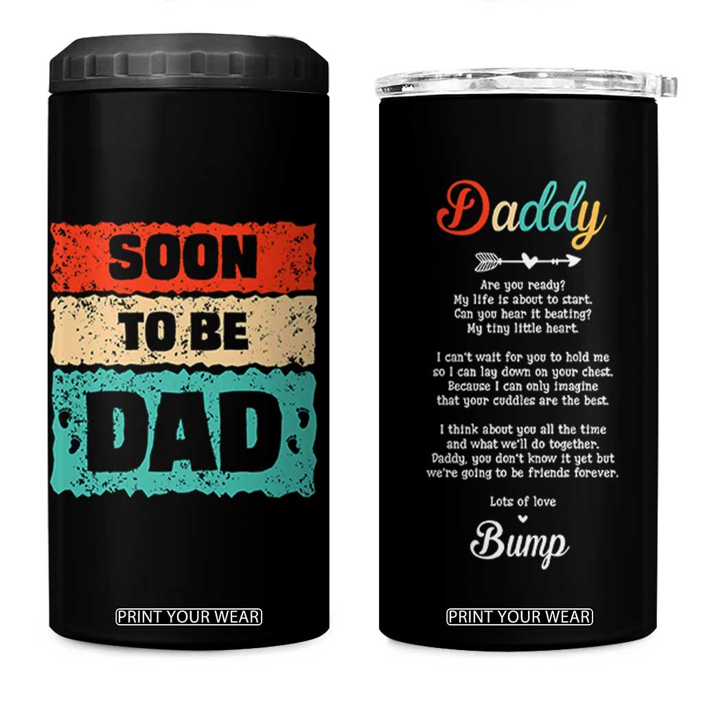 Soon To Be Dad 4 in 1 Can Cooler Tumbler New Expecting Dad First Time Father's Day TB10 One Size: 16 oz Black Print Your Wear