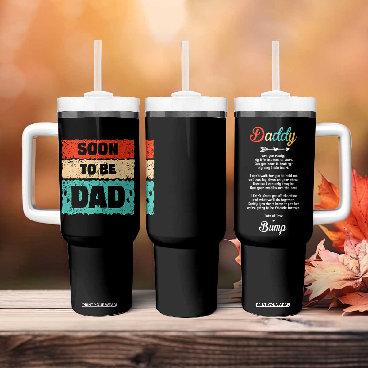 Soon To Be Dad Tumbler With Handle New Expecting Dad First Time Father's Day TB10 Print Your Wear