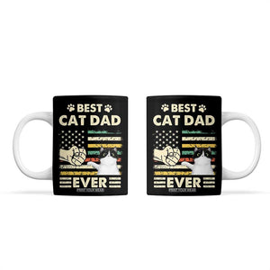Best Cat Dad Ever Coffee Mug Funny Cat Lover Gift Retro American Flag TB10 Black Print Your Wear