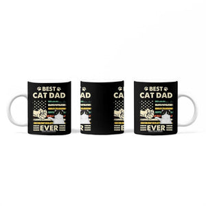 Best Cat Dad Ever Coffee Mug Funny Cat Lover Gift Retro American Flag TB10 Print Your Wear