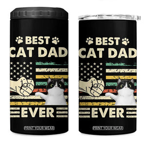 Best Cat Dad Ever 4 in 1 Can Cooler Tumbler Funny Cat Lover Gift Retro American Flag TB10 One Size: 16 oz Black Print Your Wear