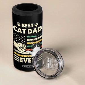 Best Cat Dad Ever 4 in 1 Can Cooler Tumbler Funny Cat Lover Gift Retro American Flag TB10 Print Your Wear