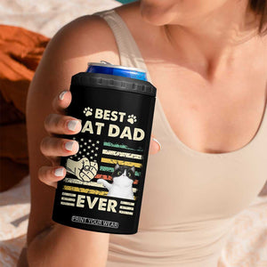 Best Cat Dad Ever 4 in 1 Can Cooler Tumbler Funny Cat Lover Gift Retro American Flag TB10 Print Your Wear