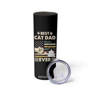 Best Cat Dad Ever Skinny Tumbler Funny Cat Lover Gift Retro American Flag TB10 Print Your Wear