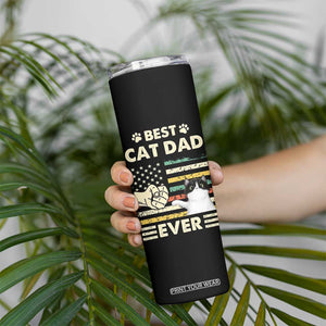 Best Cat Dad Ever Skinny Tumbler Funny Cat Lover Gift Retro American Flag TB10 Print Your Wear