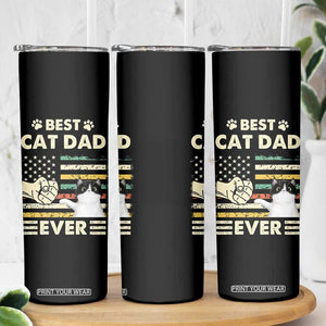 Best Cat Dad Ever Skinny Tumbler Funny Cat Lover Gift Retro American Flag TB10 Print Your Wear