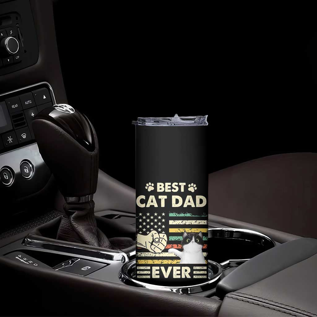 Best Cat Dad Ever Skinny Tumbler Funny Cat Lover Gift Retro American Flag TB10 Print Your Wear
