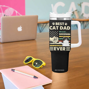 Best Cat Dad Ever Tumbler With Handle Funny Cat Lover Gift Retro American Flag TB10 Print Your Wear