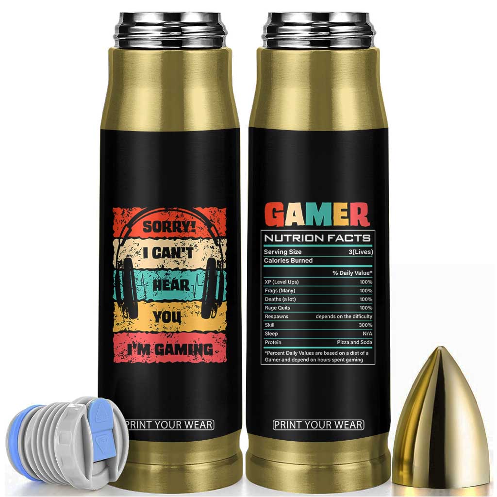 Gaming Gifts For Men Boys Bullet Tumbler Cant Hear You Im Gaming Retro Video Game Gamer TB10 Black Print Your Wear