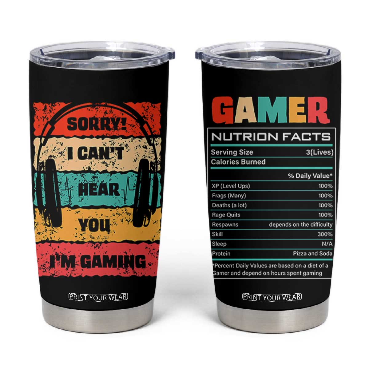 Gaming Gifts For Men Boys Tumbler Cup Cant Hear You Im Gaming Retro Video Game Gamer TB10 Black Print Your Wear
