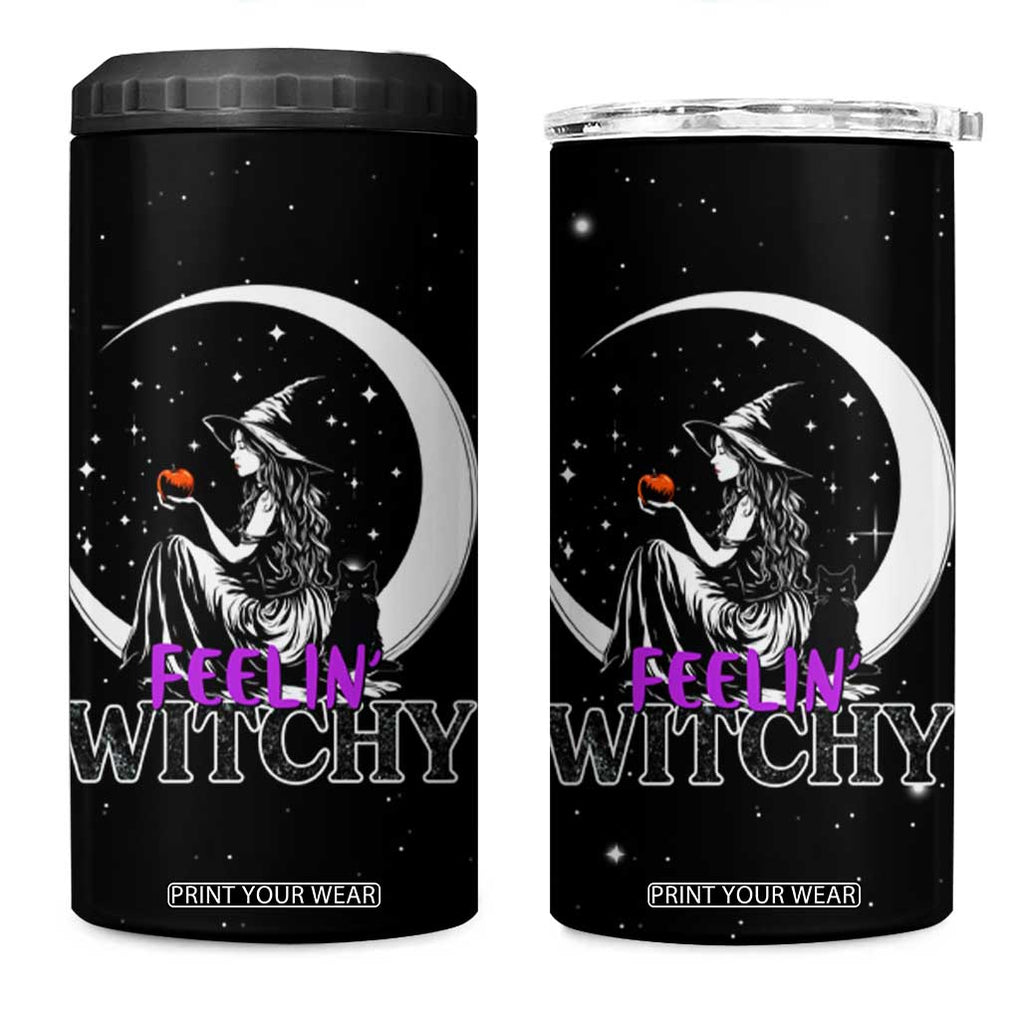 Halloween Gothic Witch 4 in 1 Can Cooler Tumbler Feeling Witchy Vibes Black Cat TB10 One Size: 16 oz Black Print Your Wear