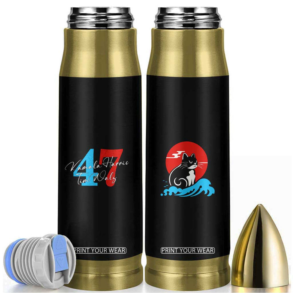 2024 President Kamala Harris Tim Walz Bullet Tumbler Funny Cat Ladies for Kamala TB10 Black Print Your Wear
