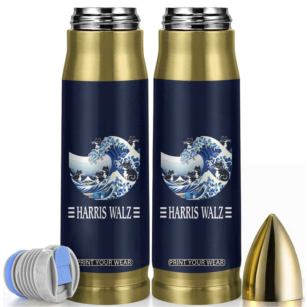 Harris Walz 2024 Election Bullet Tumbler Vote Blue Wave Funny Cats For Kamala TB10 Navy Print Your Wear