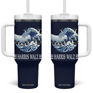 Harris Walz 2024 Election Tumbler With Handle Vote Blue Wave Funny Cats For Kamala TB10 One Size: 40 oz Navy Print Your Wear