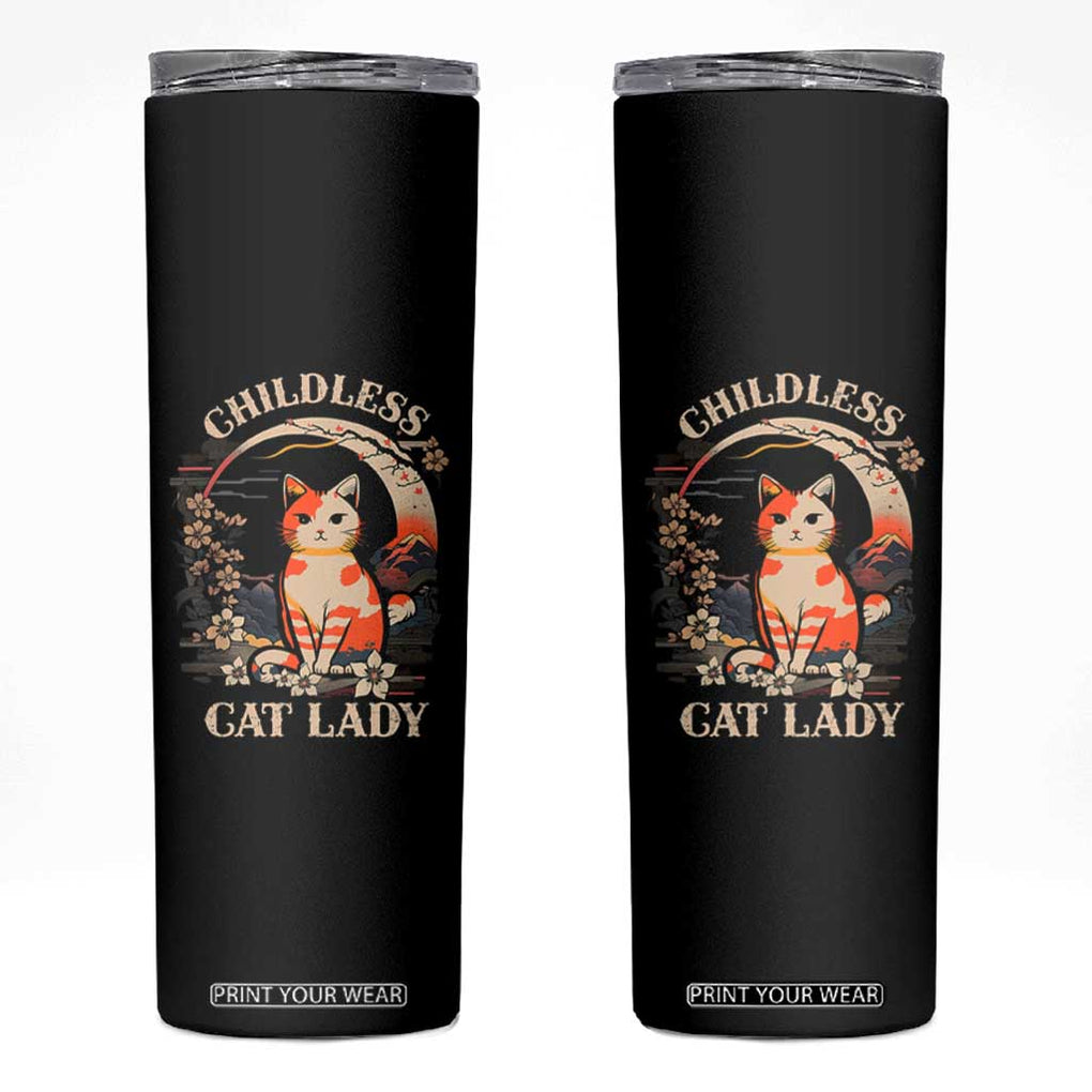 Childless Cat Lady for Kamala Harris 2024 Election Skinny Tumbler Madam President Kawaii Anime Japanese TB10 Black Print Your Wear