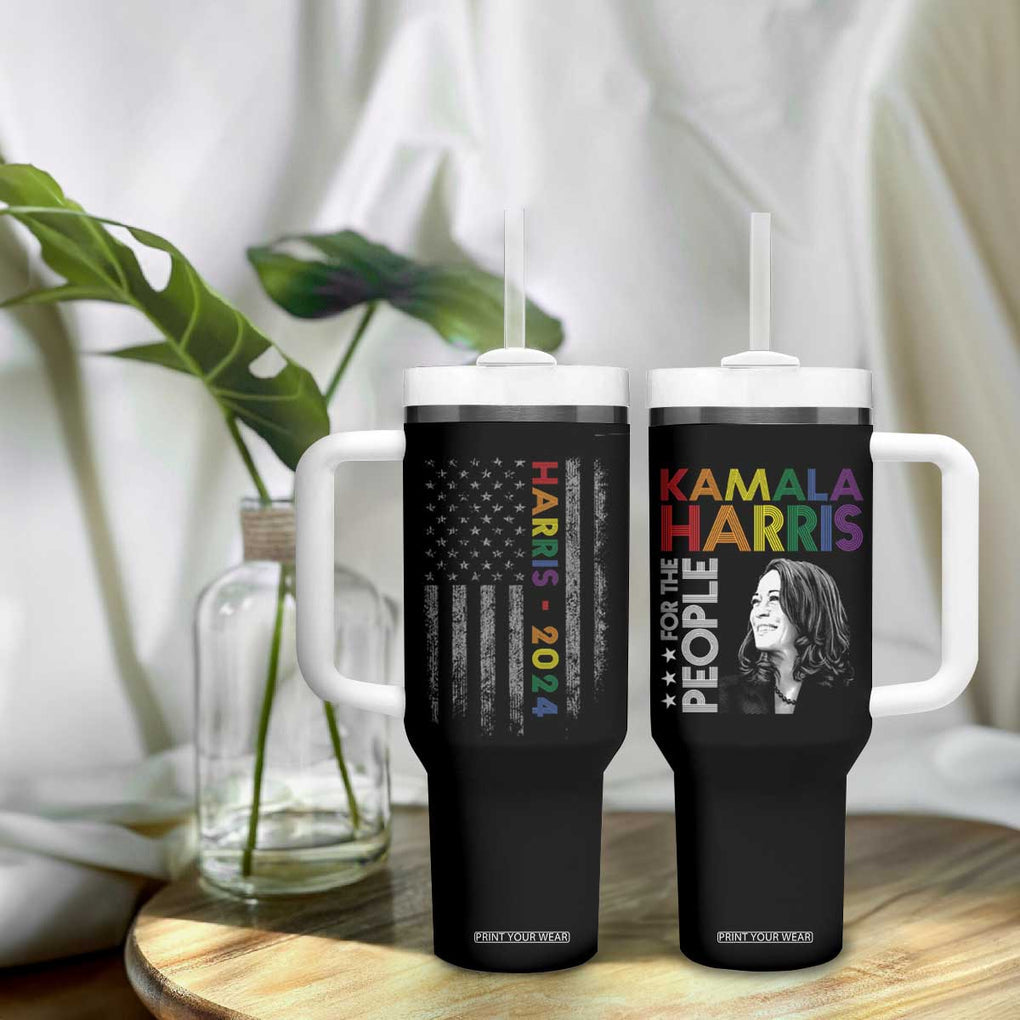Kamala Harris LGBTQ Gay Pride Lesbian For The People 2024 Election Tumbler With Handle American Flag First woman Madam President TB10 Print Your Wear