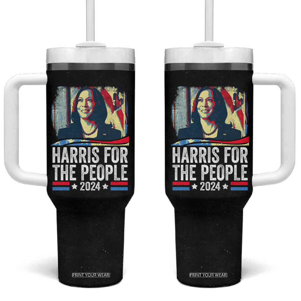 Kamala Harris For The People 2024 Election Tumbler With Handle American Flag First woman Madam President TB10 One Size: 40 oz Black Print Your Wear