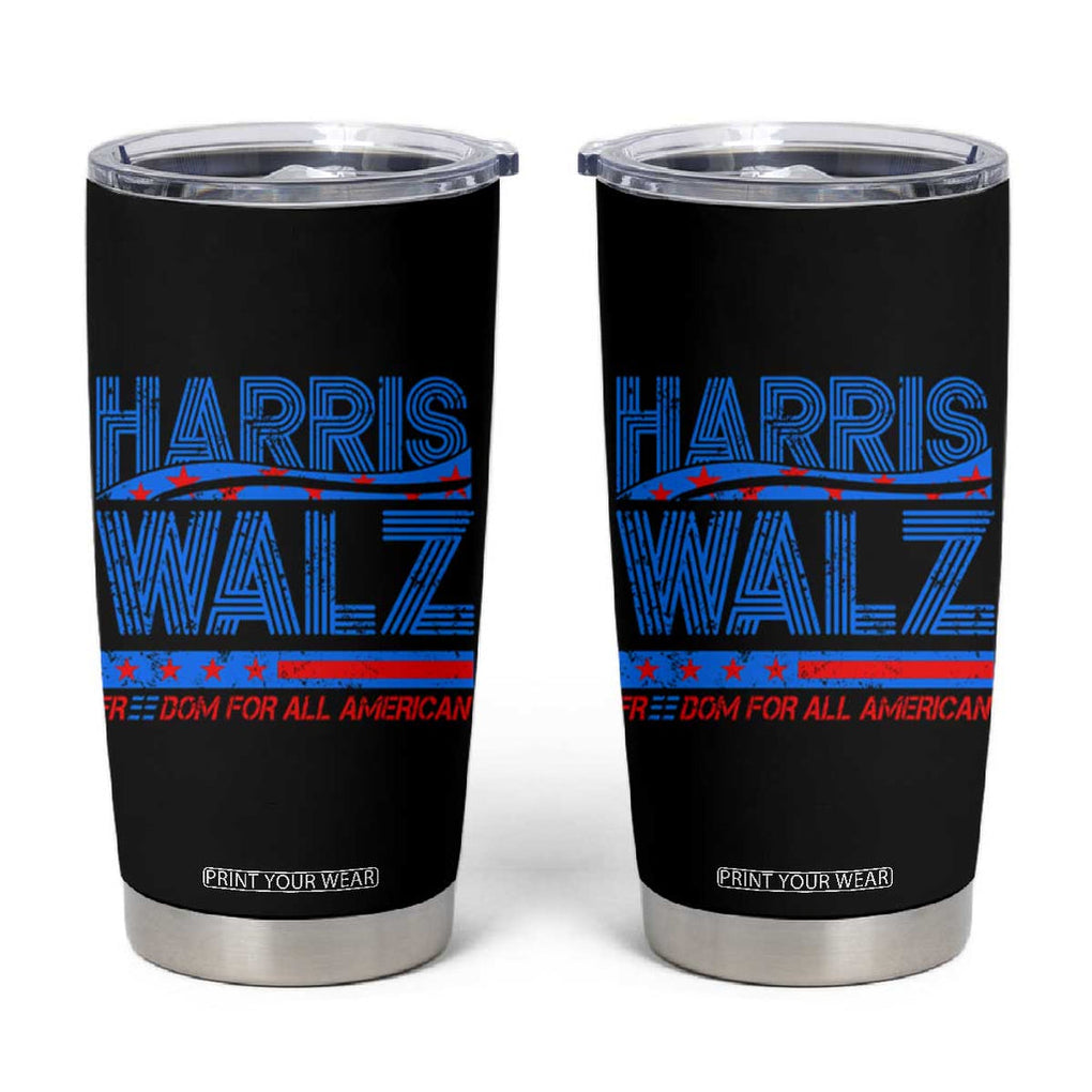 Kamala Harris 2024 Flag Tumbler Cup Madam President Freedom For All American USA America 2024 Election TB10 Black Print Your Wear