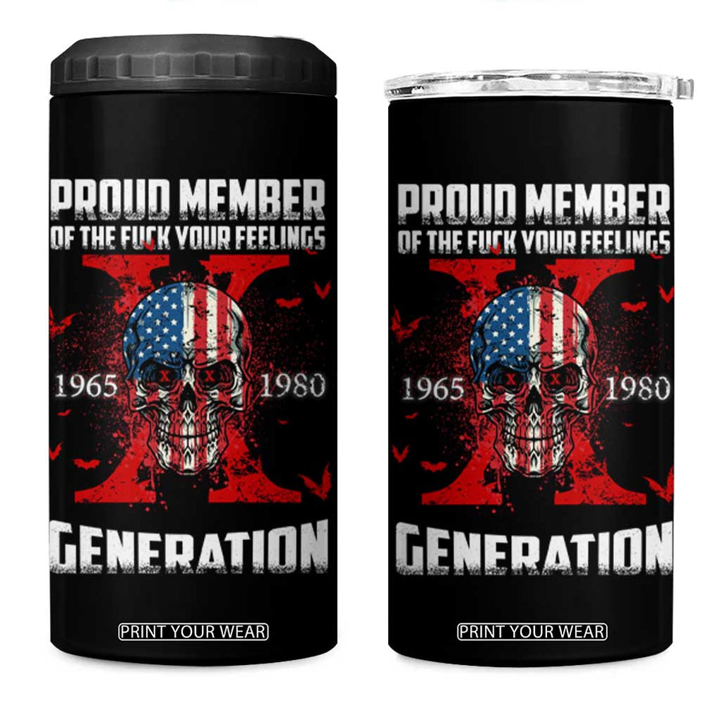 Proud Member Fck Your Feelings X Generation Horror Skull 4 in 1 Can Cooler Tumbler Funny Halloween Gen X 4th Of July TB10 One Size: 16 oz Black Print Your Wear