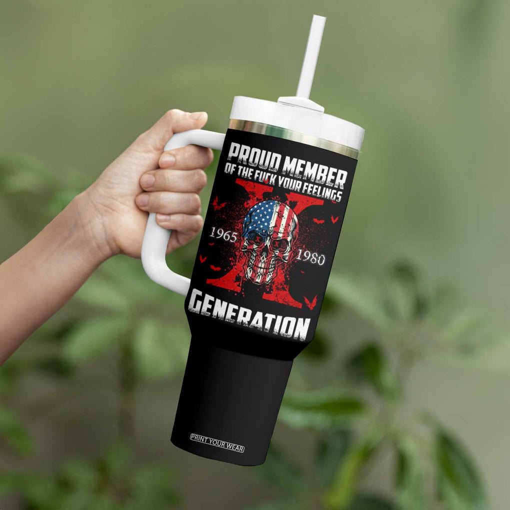 Proud Member Fck Your Feelings X Generation Horror Skull Tumbler With Handle Funny Halloween Gen X 4th Of July TB10 Print Your Wear
