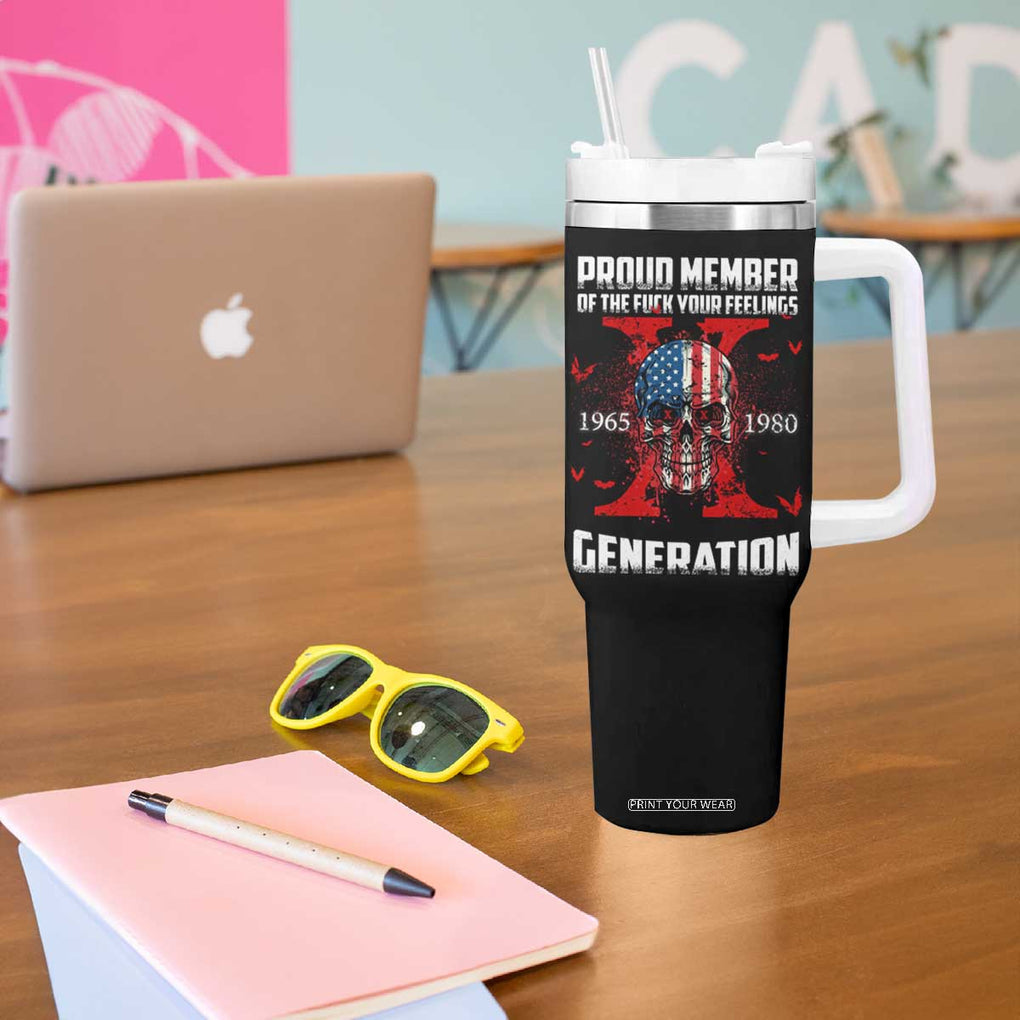 Proud Member Fck Your Feelings X Generation Horror Skull Tumbler With Handle Funny Halloween Gen X 4th Of July TB10 Print Your Wear